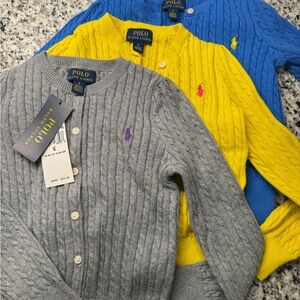Polo by Ralph Lauren Kid’s Cable Knit Sweater - Gray, Yellow, Blue